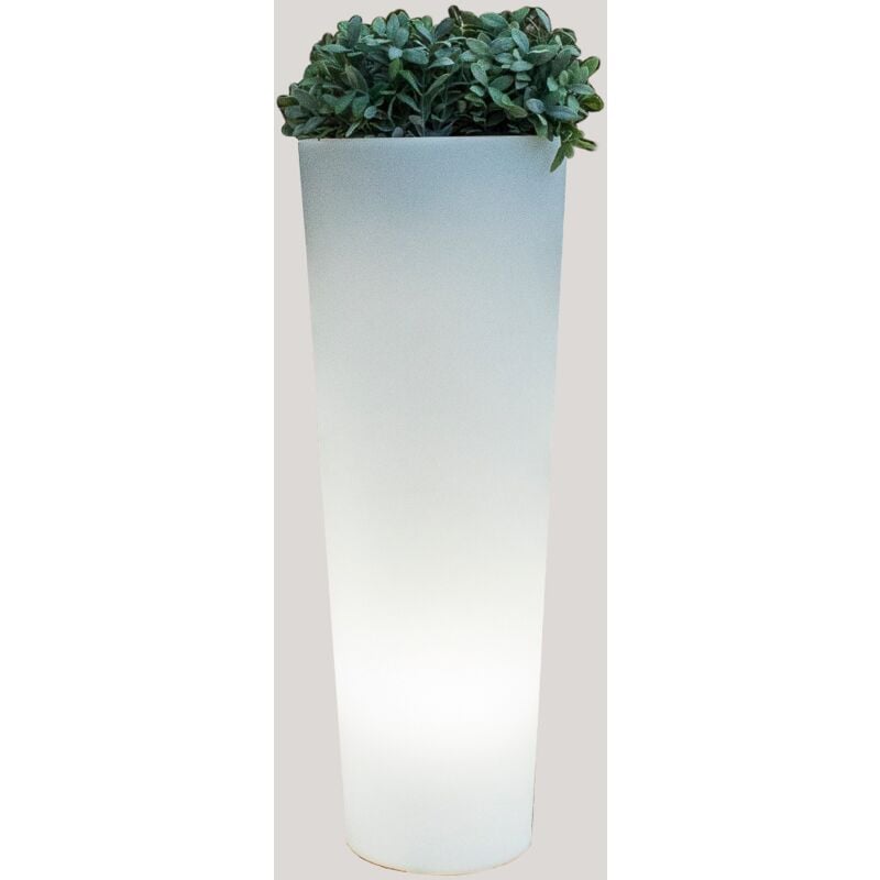 foto del prodotto ficus 60 fioriera rotonda e alta con luce per piante e fiori molto resistente. carica solare e batteria ricaricabile. luce rgb e realizzata in