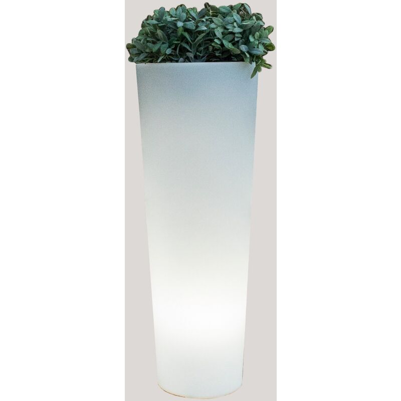 foto del prodotto ficus 60 fioriera rotonda e alta con luce per piante e fiori molto resistente. luce bianca fredda con cavo. realizzata in polietilene in spagna