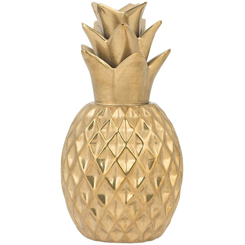 foto del prodotto figura decorativa a forma di ananas in ceramica dorata 12 x 23 cm tyana