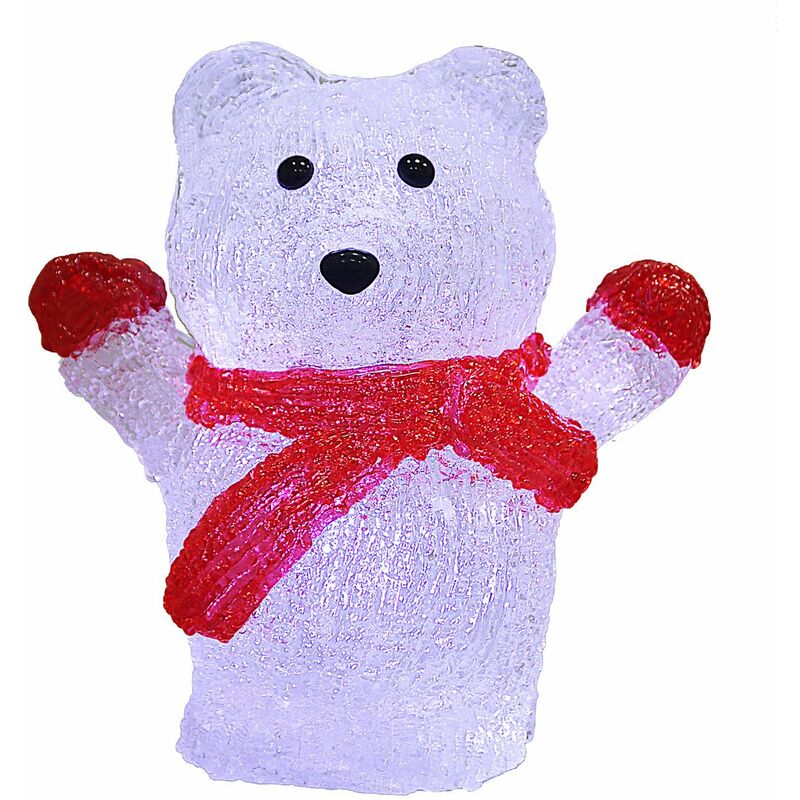 foto del prodotto figura natalizia in acrilico luci a led a batteria o con cavo vari modelli decorazione di natale giardino addobbo decorativo indoor outdoor icebear