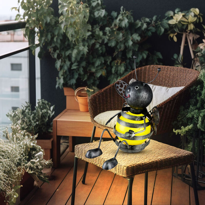 foto del prodotto figure decorative da giardino api luminose da esterno api solari per esterni in metallo, batteria nero giallo, 1x led 0,06 watt, h 25 cm, giardino