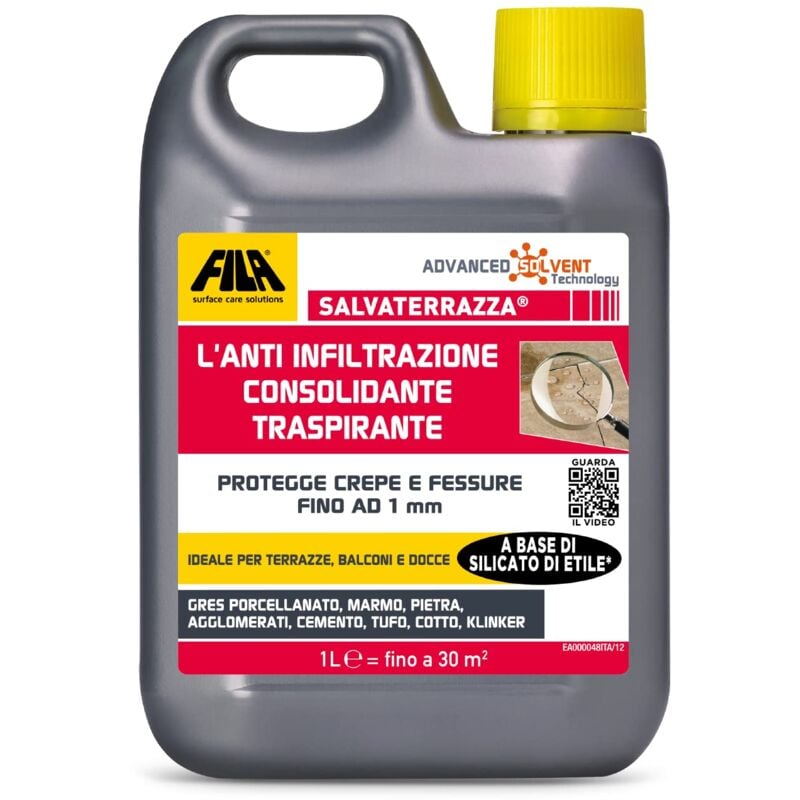 foto del prodotto fila - salvaterrazza, idrorepellente per terrazzi ed esterni ad azione consolidante e anti infiltrazione, 1l