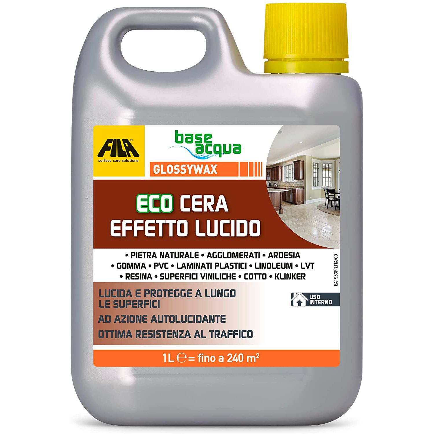 foto del prodotto fila surface care solutions, glossywax, eco cera ad effetto lucido per pietra, pvc, laminati, lvt etc., non necessita di essere lucidata, 1l