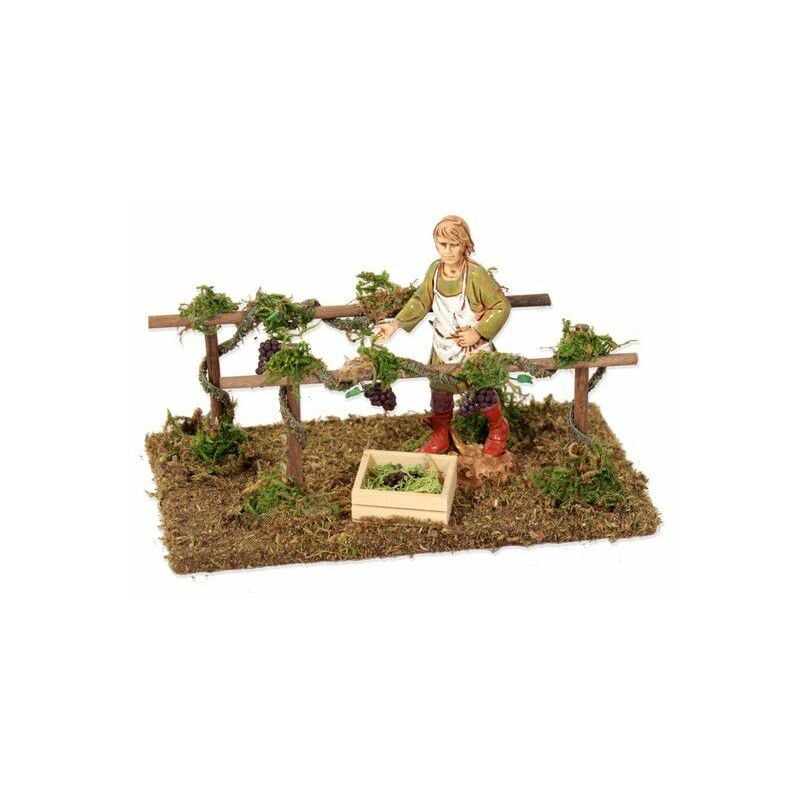 foto del prodotto filari di vigna con vendemmiatore per presepe