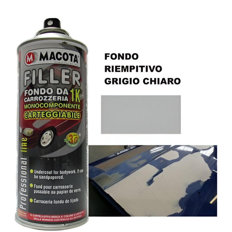 foto del prodotto filler riempitivo per carrozzeria fondo carteggiabile aggrappante 400 ml colore grigio macota