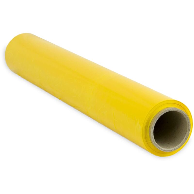 foto del prodotto film amarillo para embalar 50 cm de ancho y estirable hasta 300 metros de longitud rollo de film el stico manual para embalaje industrial 1