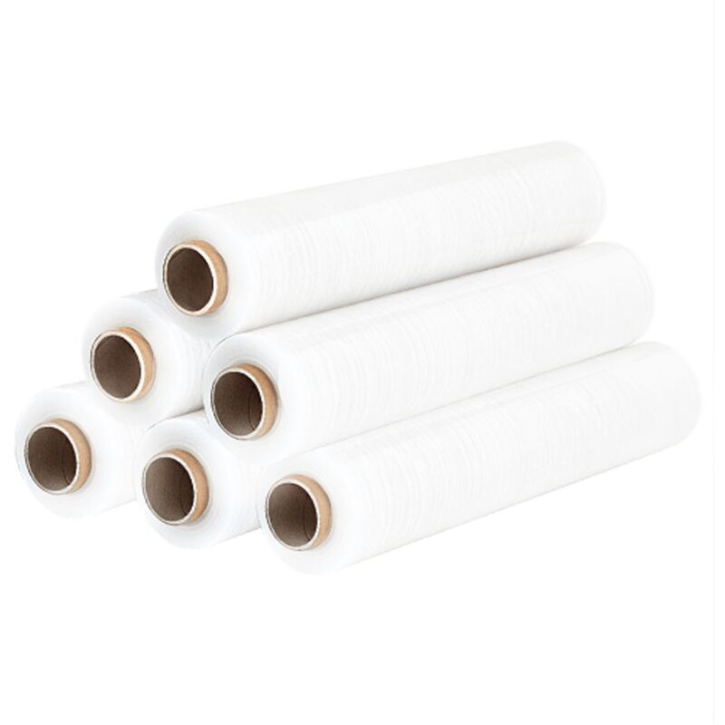 foto del prodotto film estensibile bianco manuale pellicola 6 rotolo 2.2kg 500mm 30 my micron bobina fascia pallet sti