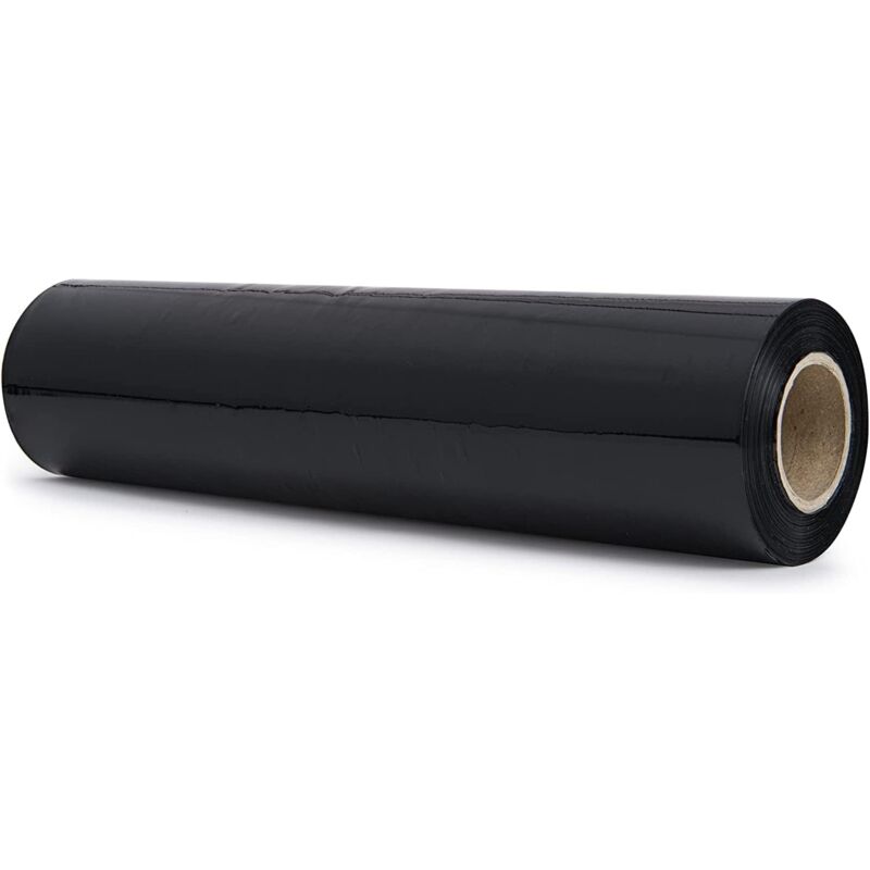foto del prodotto film estensibile nero per imballaggi 2,4 kg 50cm pellicola manuale 23 micron rotolo imballi pedane cartoni spedizioni trasloco