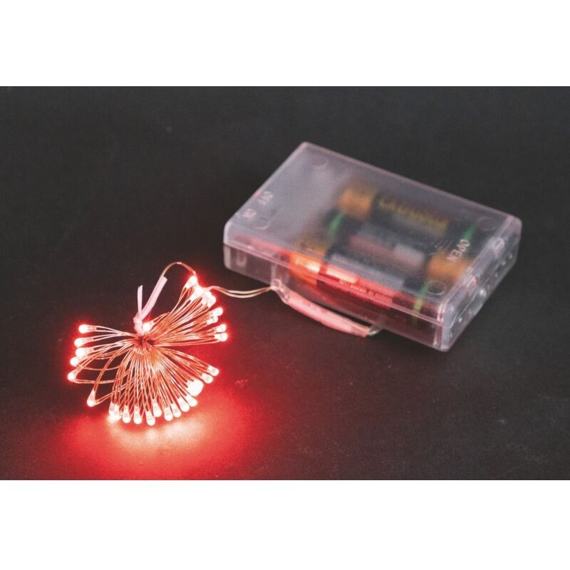 foto del prodotto filo 100 microled rosso metri 5 a batteria per interno