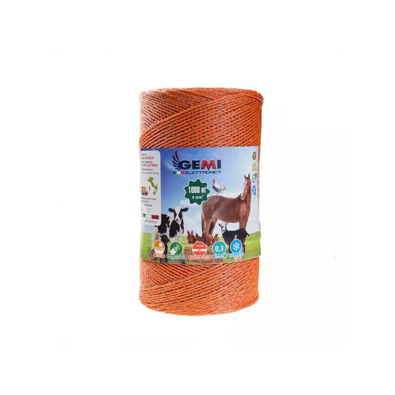 foto del prodotto filo 1000mt 4 mm per recinto elettrico recinti elettrificati recinzioni elettrificate per mucche cavalli maiali galline