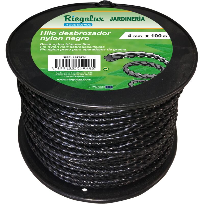 foto del prodotto filo decespugliatore nylon elicoidale, nero, 4 mm x 100 m, filo decespugliatore per disco decespugliatore, filo di nylon decespugliatore per
