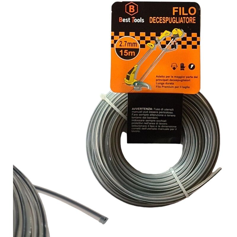 foto del prodotto filo decespugliatore tagliaerba 2.7mm linea ricambio fili prati giardini 15mt
