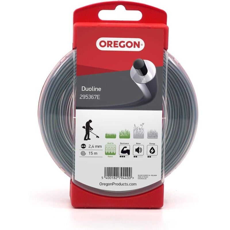 foto del prodotto filo decespugliatore tondo duoline trasparente nero 2.4mm 15m oregon 295367e