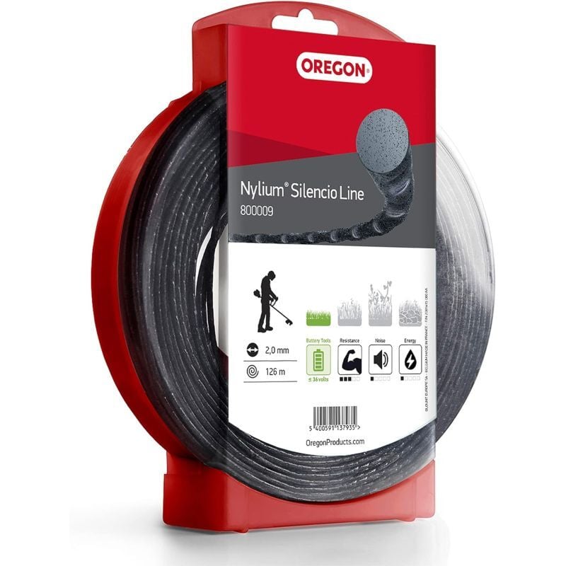 foto del prodotto filo decespugliatore tondo ritorto nylium silencio nero 2.0mm 126m oregon 800009