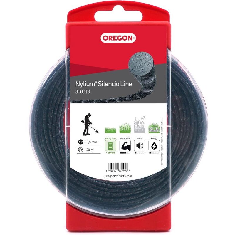 foto del prodotto filo decespugliatore tondo ritorto nylium silencio nero 3.5mm 40m oregon 800013