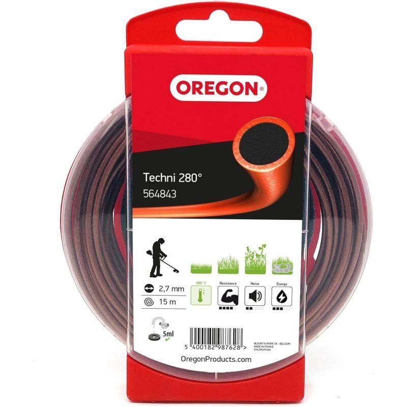 foto del prodotto filo decespugliatore tondo techni 280 marrone nero 2.7mm 15m oregon 564843