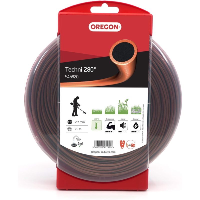 foto del prodotto filo decespugliatore tondo techni 280 marrone nero 2.7mm 70m oregon 545820