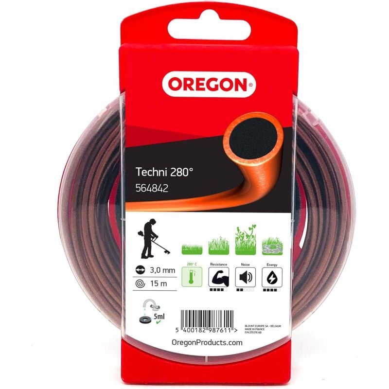 foto del prodotto filo decespugliatore tondo techni 280 marrone nero 3.0mm 15m oregon 564842