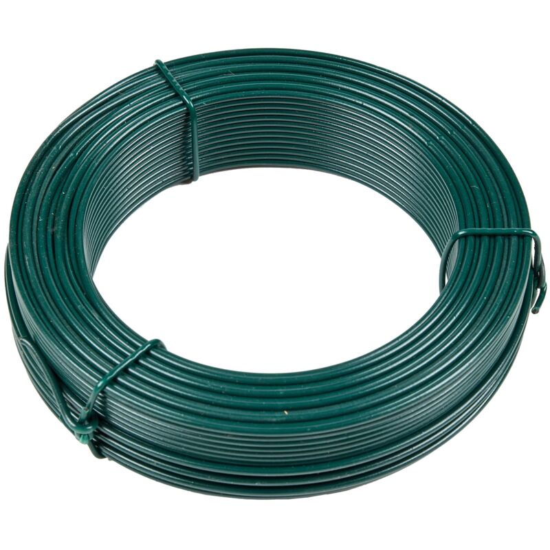 foto del prodotto filo di ferro plastificato verde 2,4mm rotolo 50m filo metallico rivestito in pvc per legatura giardino, filo tensione recinzione, fai da te