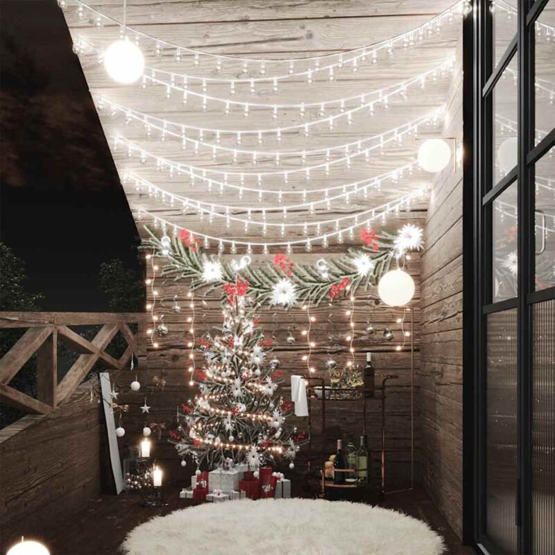 foto del prodotto filo di luci sferiche 20m 200 led bianco freddo 8 funzioni vidaxl