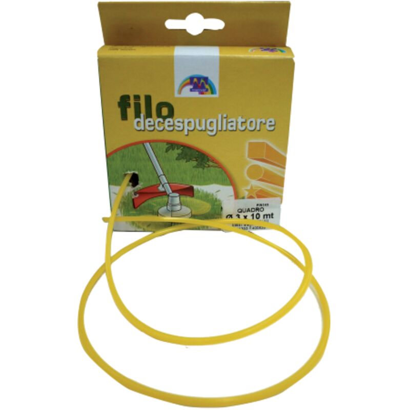 foto del prodotto filo in nylon giallo per decespugliatore tagliabordi sezione quadrata 3 mm x 50 mt
