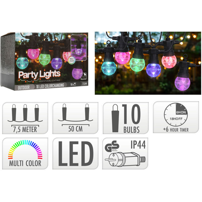 foto del prodotto filo luminoso 10 palline led colorate partylights