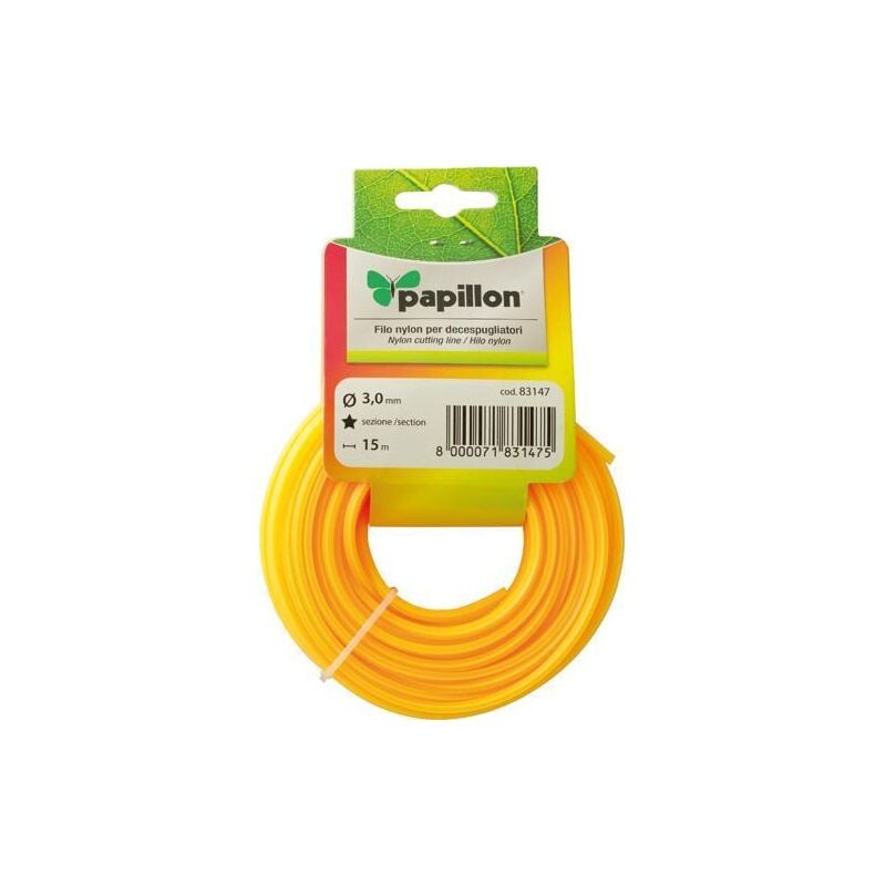 foto del prodotto filo nylon per decespugliatore 50 mt 3 mm profilo stella papillon