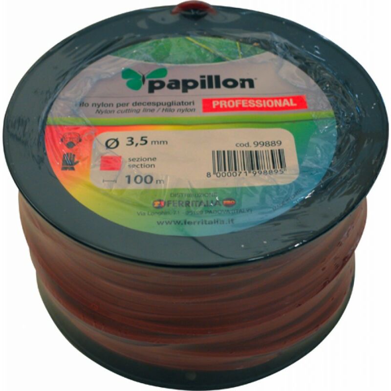 foto del prodotto filo nylon per decespugliatore papillon quadro profilo 3,5 mm rotolo 100 metri