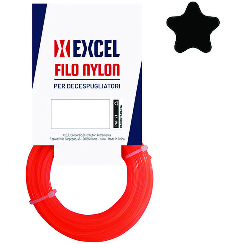 foto del prodotto filo per decespugliatore in nylon pentagono arancio mm.2 in matassa da mt.15