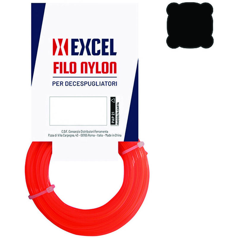 foto del prodotto filo per decespugliatore in nylon quadro arancio mm.2 in matassa da mt.15