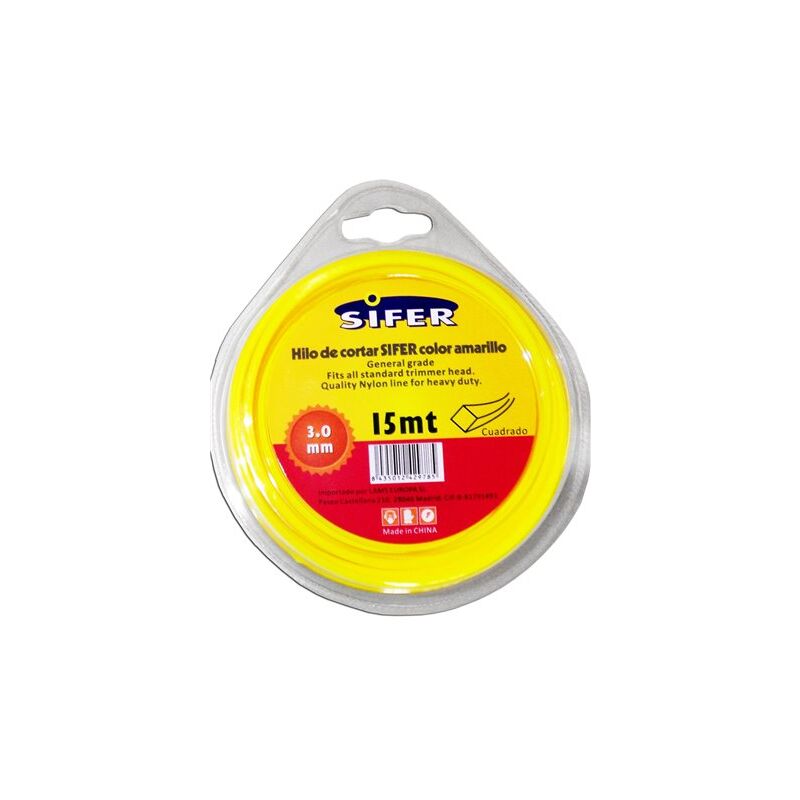 foto del prodotto filo per decespugliatore quadrato giallo sifer 3,00 mm x 15 m