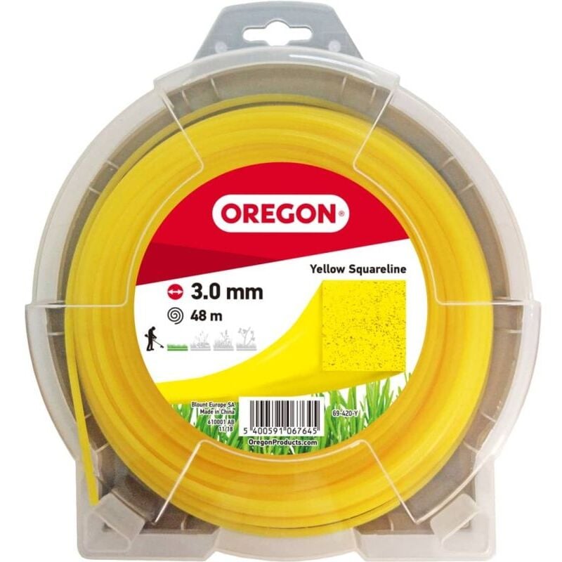 foto del prodotto filo per decespugliatore quadrato nylon giallo 3.0mm 48m oregon 69 420 y