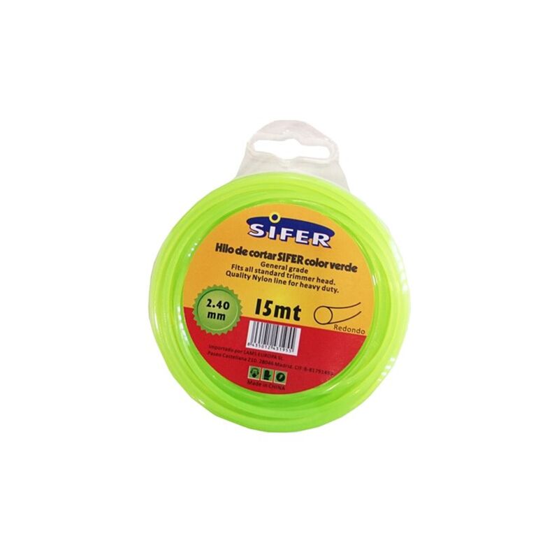 foto del prodotto filo per decespugliatore tondo verde sifer 2,40 mm x 15 m