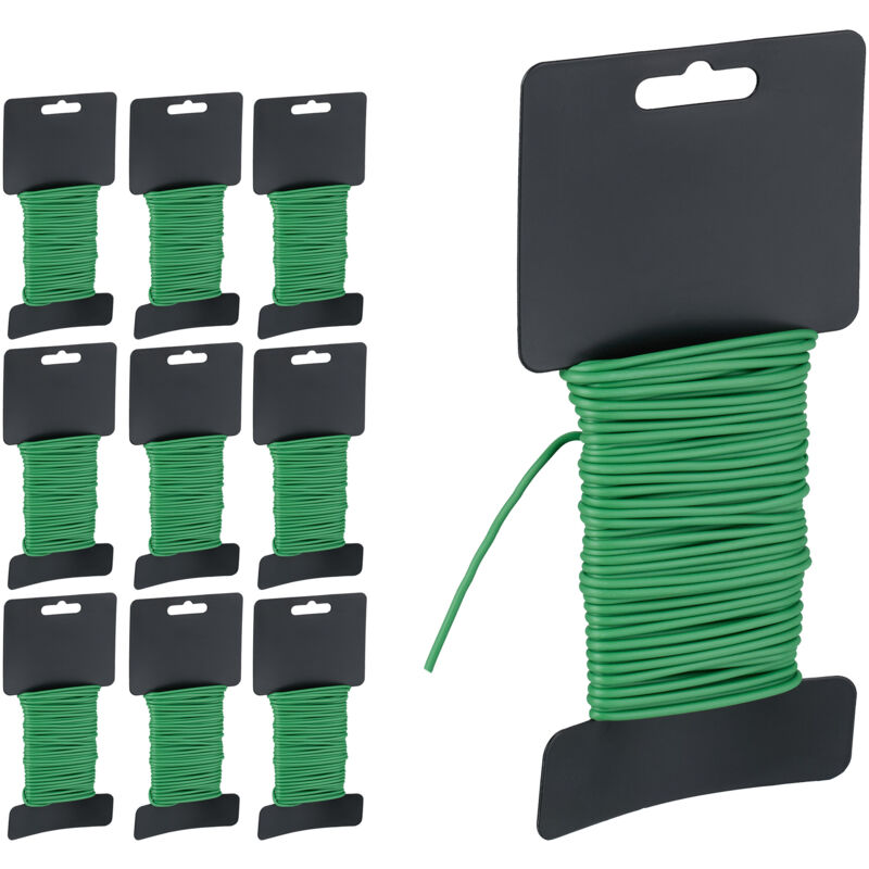 foto del prodotto filo per piante rampicanti, set da 10, 10m di lunghezza, 2,5 mm, legacci per pomodori e ortaggi, verde relaxdays