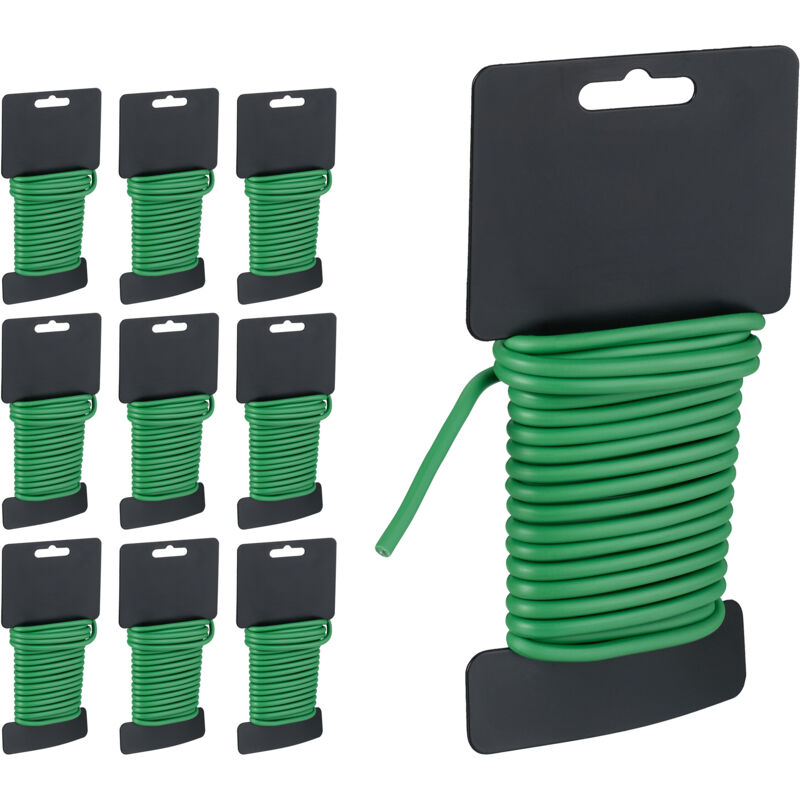 foto del prodotto filo per piante rampicanti, set da 10, 5 m di lunghezza, 5 mm, legacci per pomodori e ortaggi, verde relaxdays