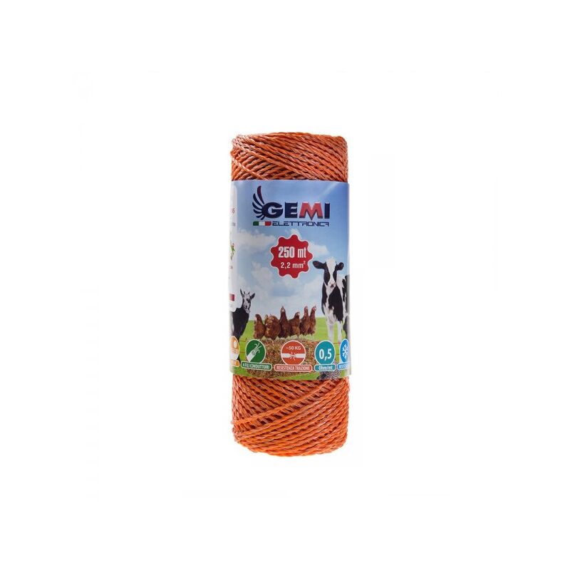 foto del prodotto filo per recinto elettrico gemi 250 mt 2.2 mm per recinzione elettrica ed elettrificate per piccoli animali