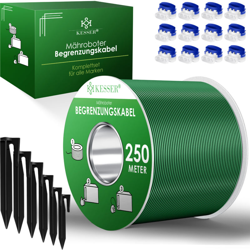 foto del prodotto filo perimetrale + punte di terra + connettore per cavo per tosaerba robotizzato accessori per tosaerba robotizzato set filo perimetrale compatibile