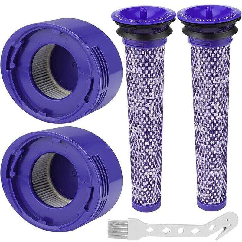 foto del prodotto filtri di ricambio lavabili per aspirapolvere dyson v7 v8 include 2 post filtri hepa, 2 pre filtri e 1 strumento di pulizia 