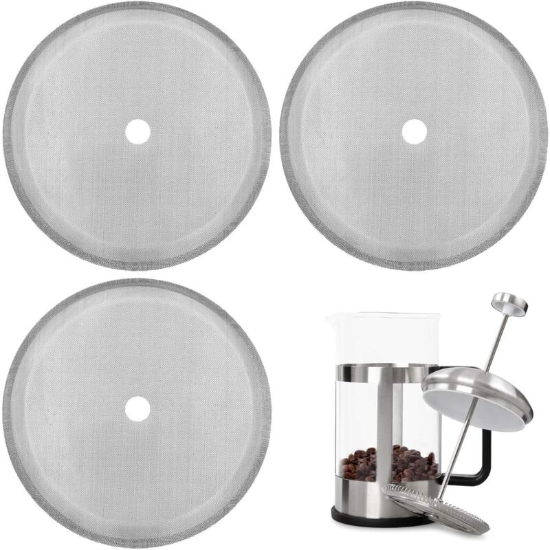 foto del prodotto filtri di ricambio per pressa francese da 4 pollici, riutilizzabili, in acciaio inossidabile, per 8 tazze 34 oz 1000 ml di caff con pressa francese.