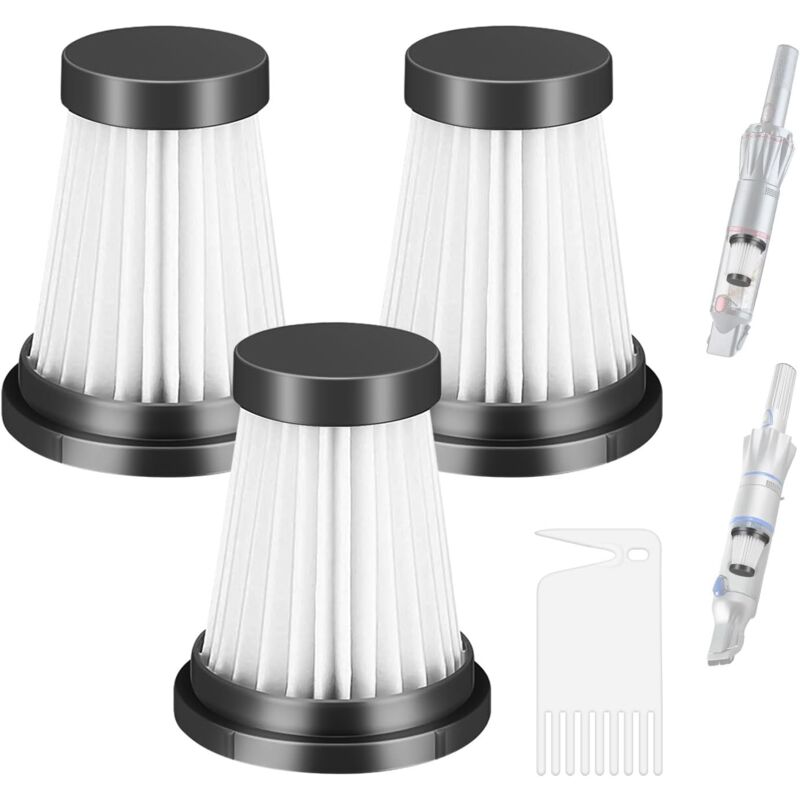 foto del prodotto filtri hepa da 3 pezzi per aspirapolvere senza fili moosoo k12, k12 pro, k13, per aspirapolvere genius invictus one 1.0 x7, 2.0, filtri di ricambio,