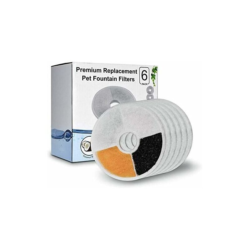 foto del prodotto filtri ricambio per fontana, filtro per gatti per fontanella, filtro carboni attivi filtro ricambio per fontanelle fontane filtri acqua, 6 pcs