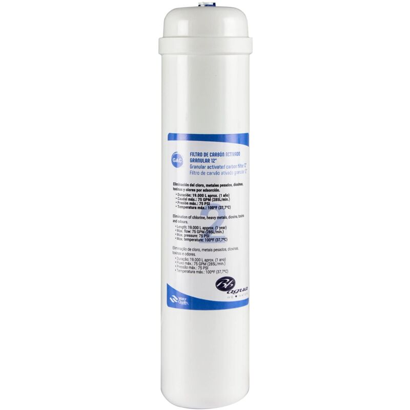 foto del prodotto filtro a carbone attivo gac eco da 12 pollici con connessione rapida per sistemi di purificazione dell acqua assorbe i composti organici ed elimina