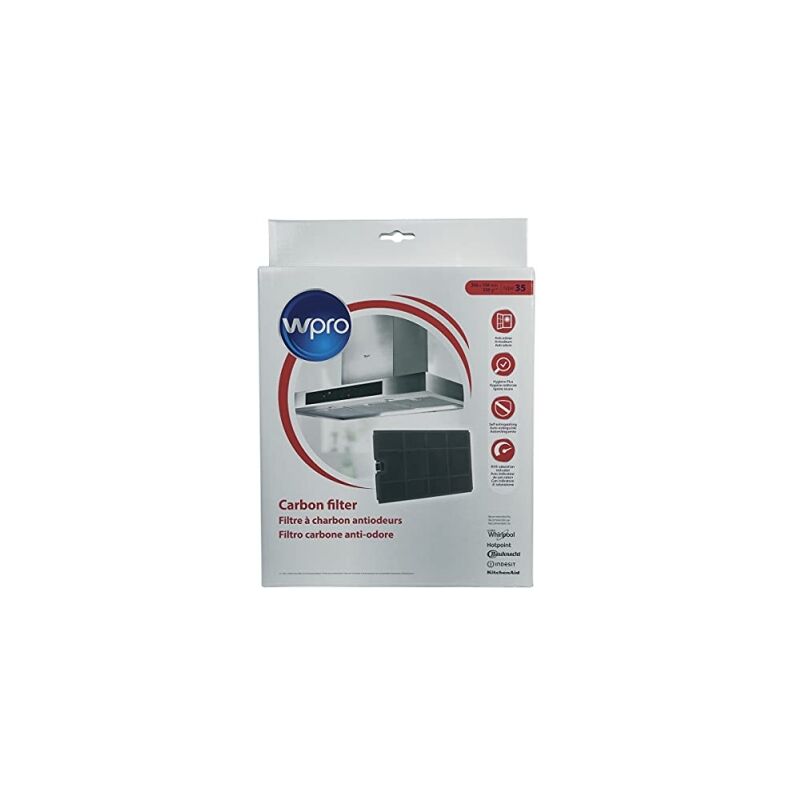 foto del prodotto filtro a carbone rettangolare tipo 35 al pezzo cappa aspirante whirlpool 51085
