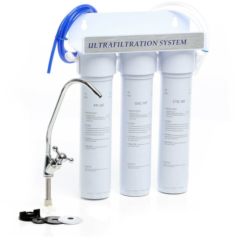 foto del prodotto filtro acqua nw 3 ppgaccto, sistema di filtrazione a 3 livelli con cartucce, montaggio a parete naturewater