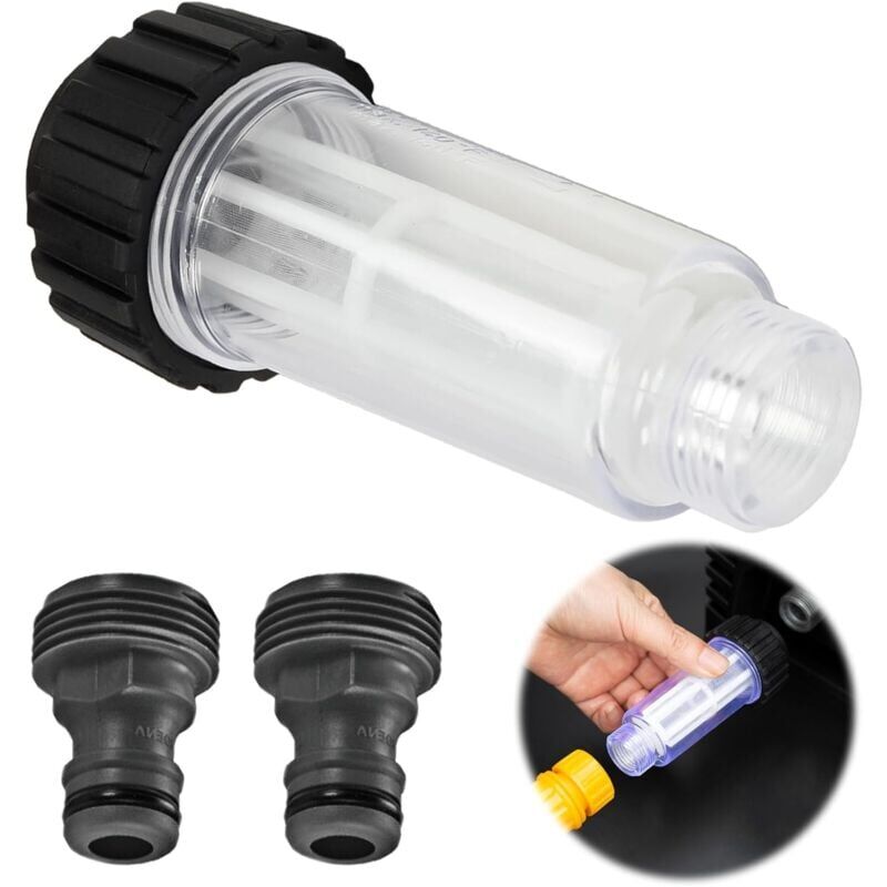 foto del prodotto filtro acqua per idropulitrice ad alta pressione attacco da 3 4 con 2 raccordi a innesto filtro antisabbia per pompa acqua compatibile con k rcher