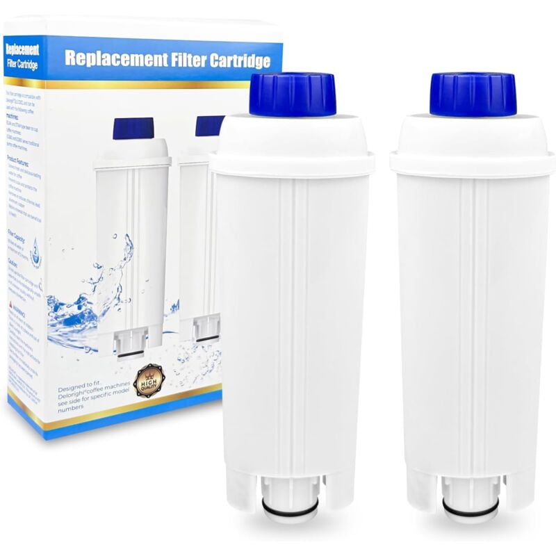foto del prodotto filtro acqua per macchina da caff in due pezzi, compatibile con le serie delonghi dlsc002, ecam, etam, ec680, ec800, sostituisce il filtro
