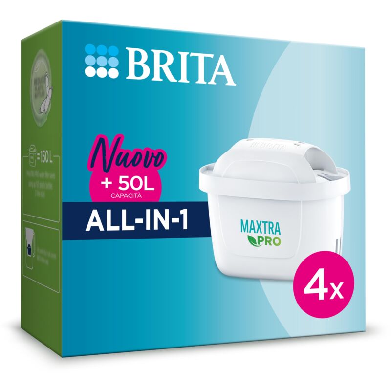 foto del prodotto filtro acqua rubinetto maxtra pro all in 1 confezione da 4 filtri riduce cloro, calcare, pfas e metalli, filtro originale compatibile con caraffa