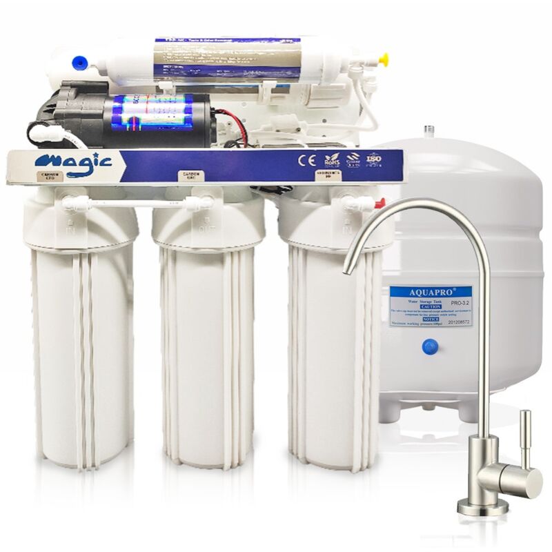 foto del prodotto filtro ad osmosi inversa magicb con pompa booster e certificazione nsf acqua pura e sana a casa