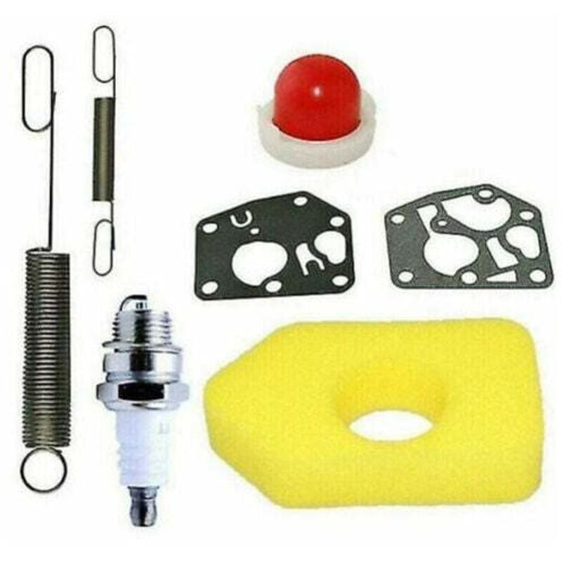 foto del prodotto filtro aria in schiuma gialla con 2 molle e candela, set filtro carburante lt7 per tosaerba stihl, per motori briggs stratton classic, sprint e