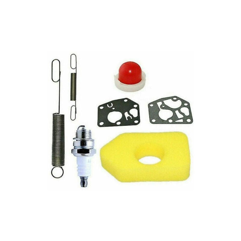 foto del prodotto filtro aria in schiuma gialla con 2 molle e kit filtro carburante candela lt7 per tosaerba stihl per motori briggs and stratton classic, sprint e